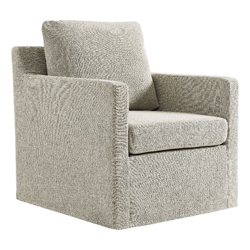 Serene Fabric Slipcovered Swivel Armchair in Linen