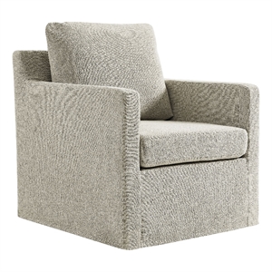 Serene Fabric Slipcovered Swivel Armchair in Linen