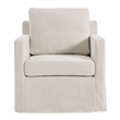 Serene Fabric Slipcovered Swivel Armchair in Salt