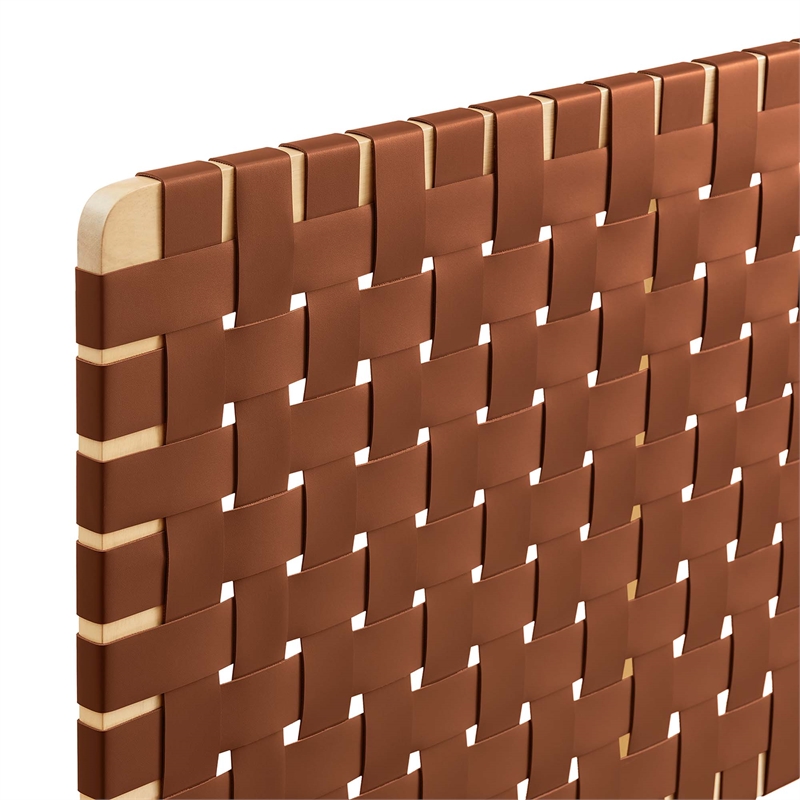 Sparta Weave Vegan Leather Full Headboard in Natural Brown