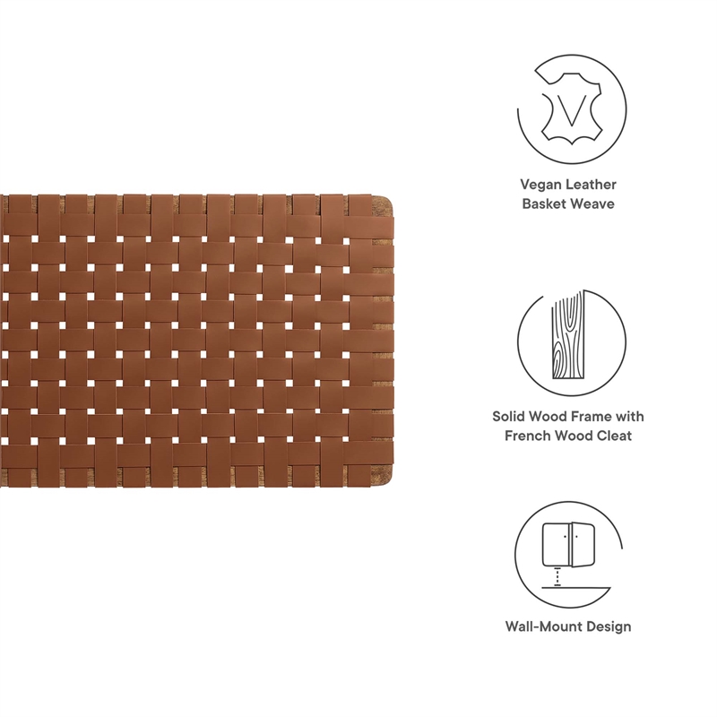 Sparta Weave Vegan Leather Full Headboard in Walnut Brown