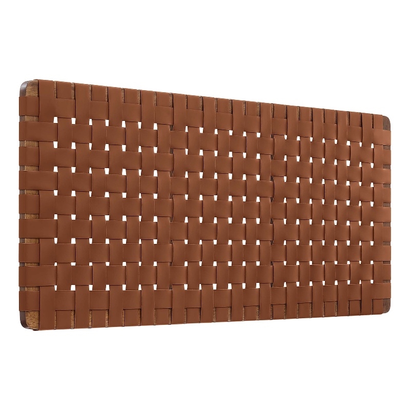 Sparta Weave Vegan Leather Full Headboard in Walnut Brown