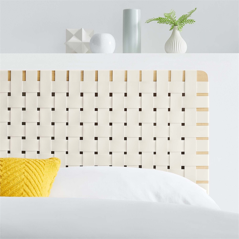 Sparta Weave Vegan Leather Full Headboard in Natural Beige