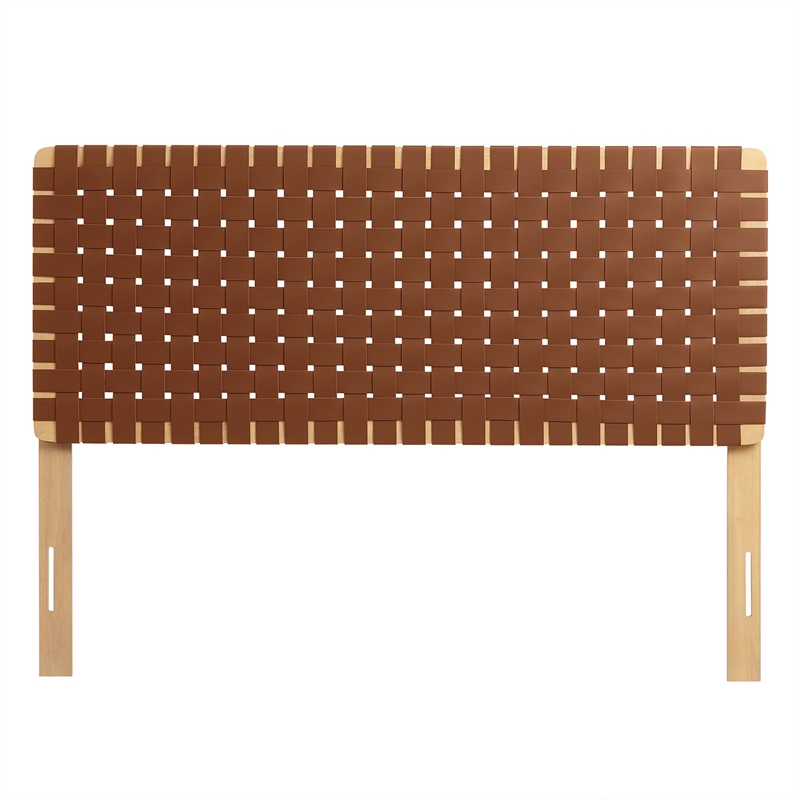 Sparta Weave Vegan Leather Full Headboard in Natural Brown