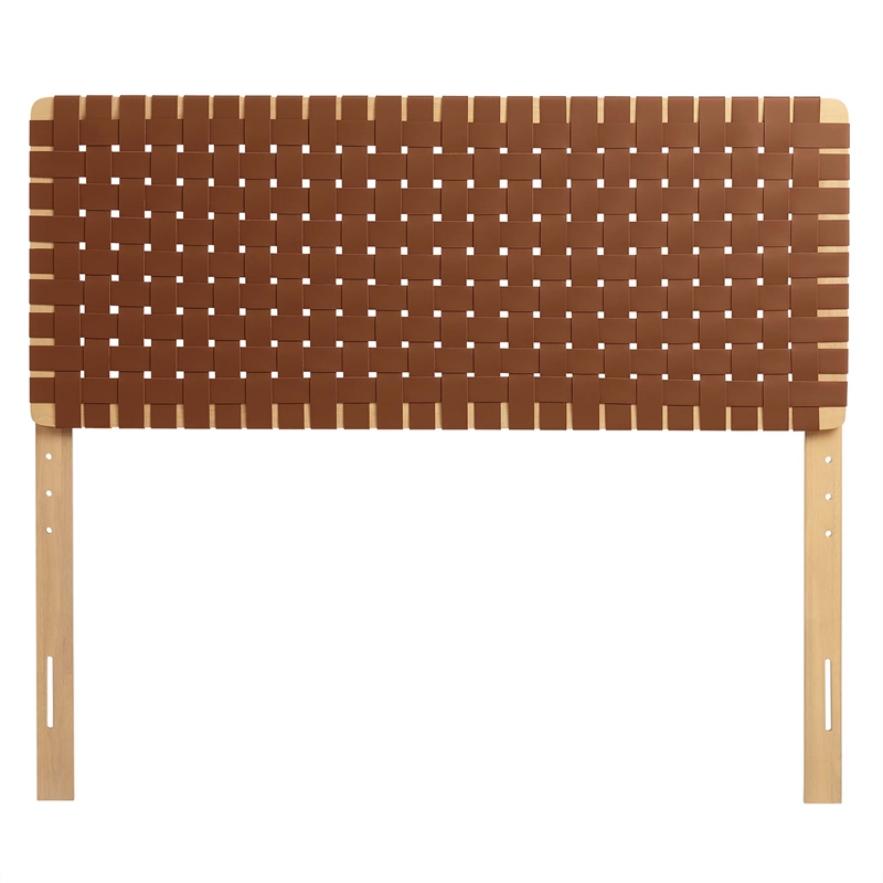 Sparta Weave Vegan Leather Full Headboard in Natural Brown