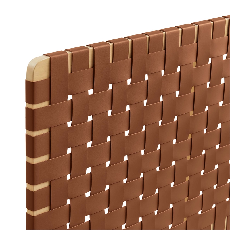 Sparta Weave Vegan Leather Full Headboard in Natural Brown
