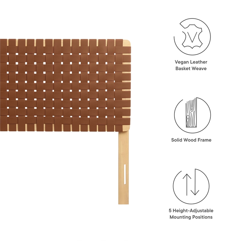 Sparta Weave Vegan Leather Full Headboard in Natural Brown