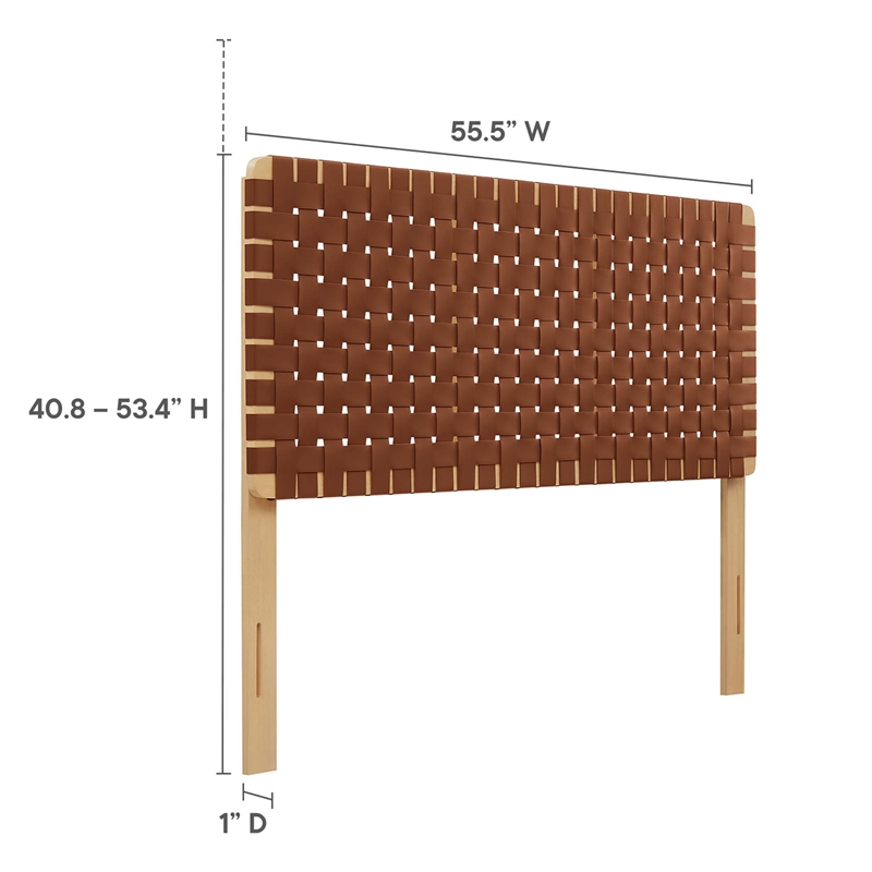 Sparta Weave Vegan Leather Full Headboard in Natural Brown