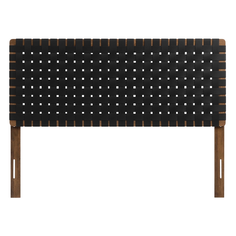 Sparta Weave Vegan Leather Full Headboard in Walnut Black