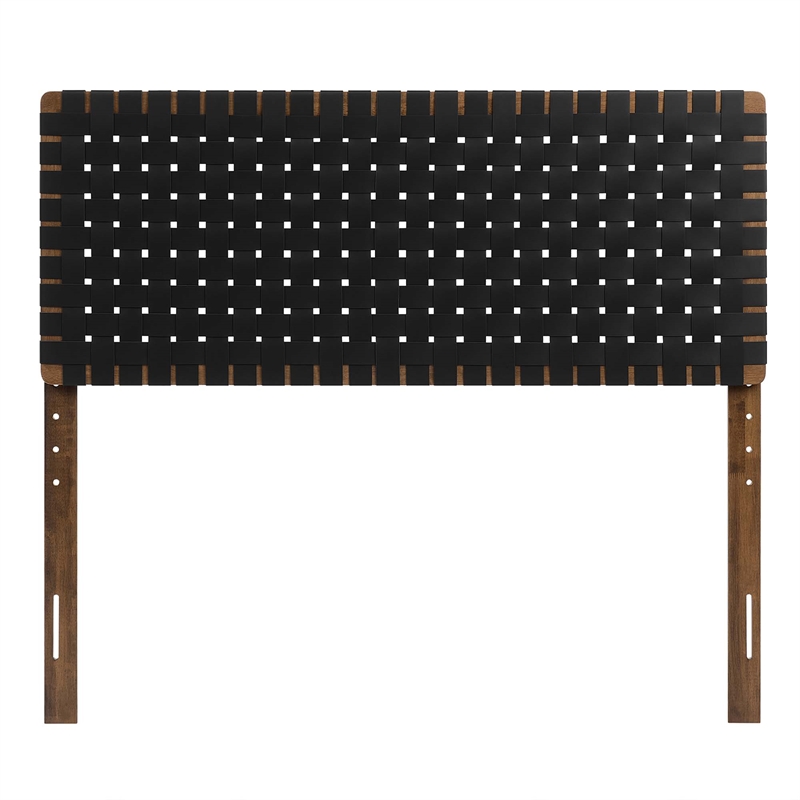 Sparta Weave Vegan Leather Full Headboard in Walnut Black