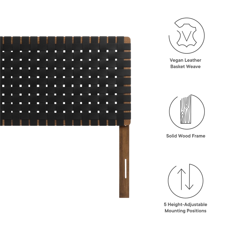 Sparta Weave Vegan Leather Full Headboard in Walnut Black