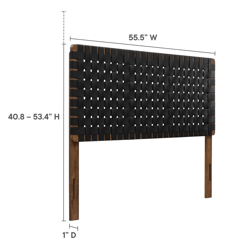 Sparta Weave Vegan Leather Full Headboard in Walnut Black