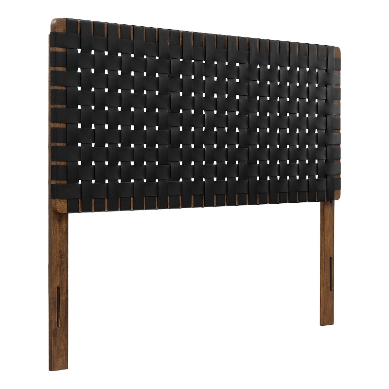 Sparta Weave Vegan Leather Full Headboard in Walnut Black