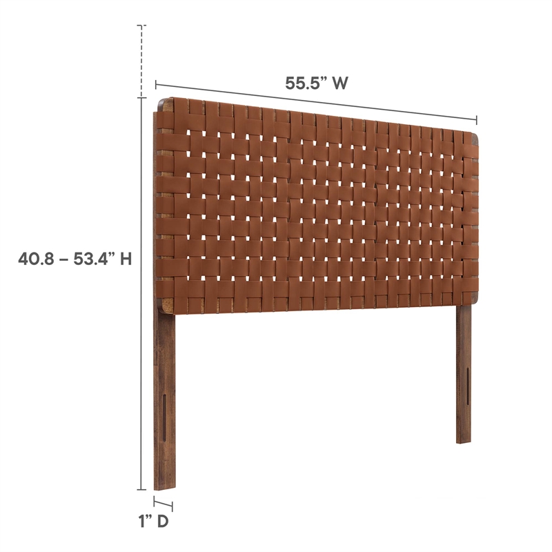 Sparta Weave Vegan Leather Full Headboard in Walnut Brown