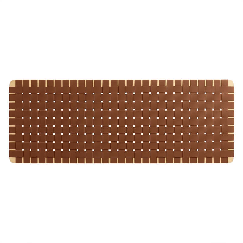 Sparta Weave Wall-Mount Vegan Leather Queen Headboard in Natural Brown