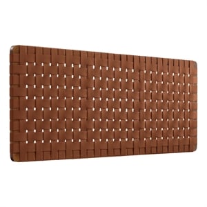 Sparta Weave Wall-Mount Vegan Leather Queen Headboard in Walnut Brown