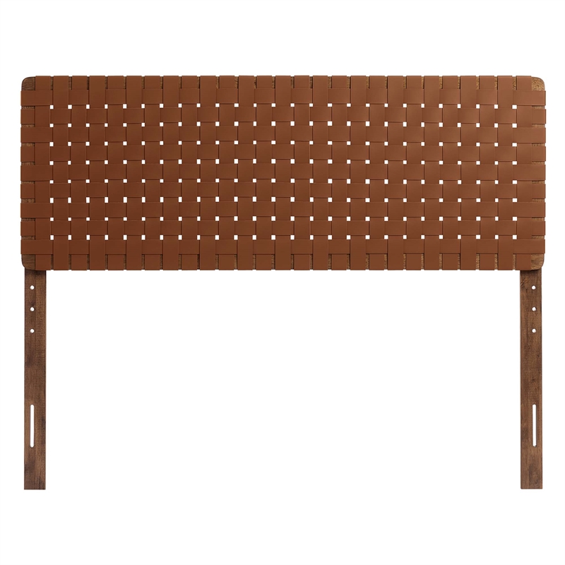 Sparta Weave Vegan Leather Queen Headboard in Walnut Brown