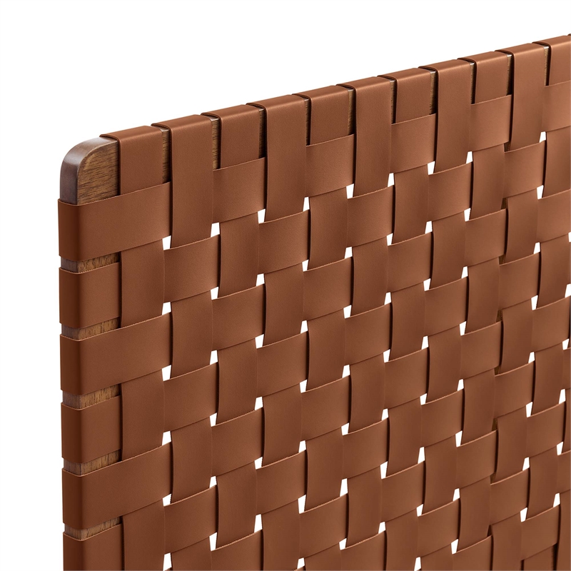 Sparta Weave Vegan Leather Queen Headboard in Walnut Brown