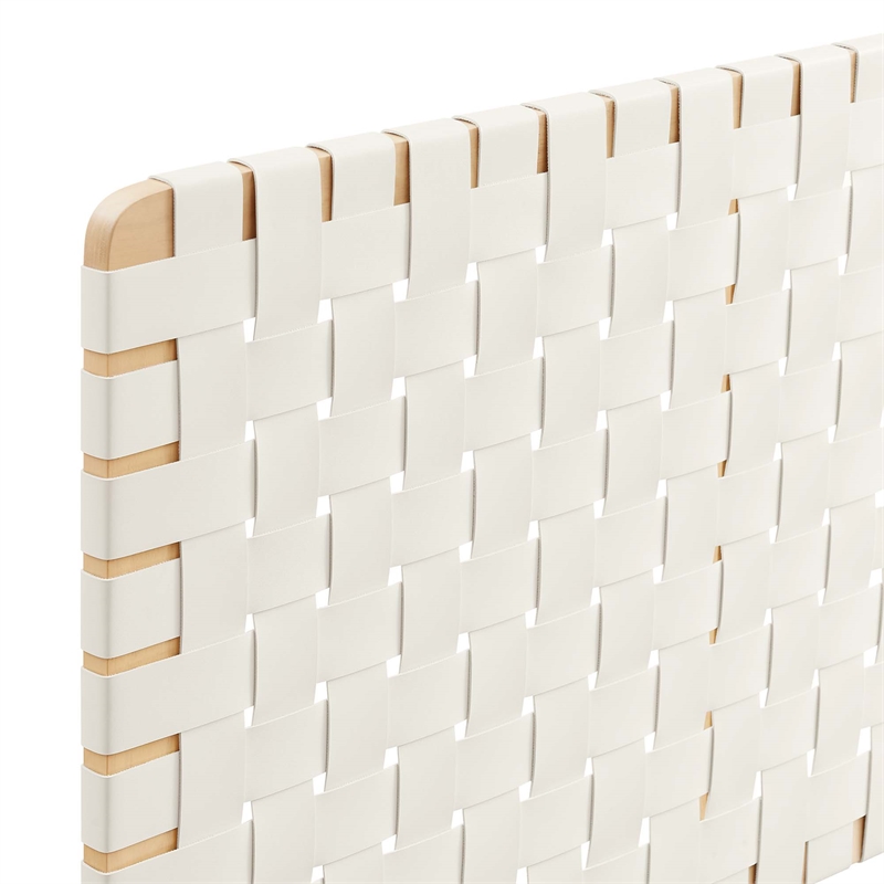 Sparta Weave Wall-Mount Vegan Leather King Headboard in Natural Beige