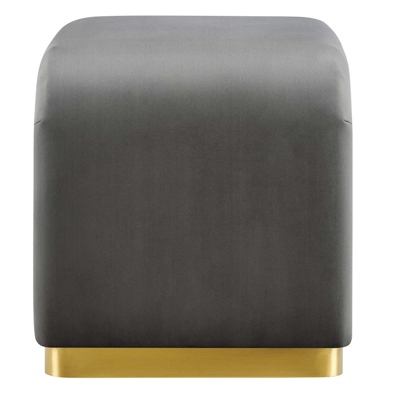 Koda Performance Velvet Waterfall Stool in Brass Storm Gray