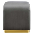 Koda Performance Velvet Waterfall Stool in Brass Storm Gray