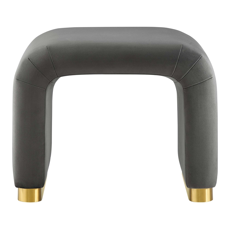 Koda Performance Velvet Waterfall Stool in Brass Storm Gray