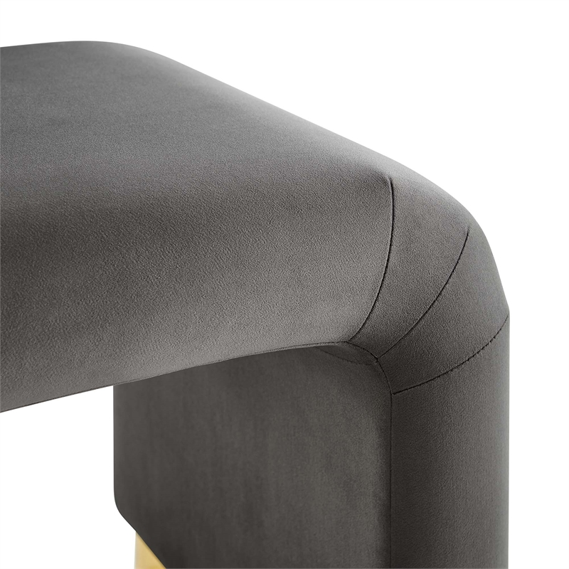 Koda Performance Velvet Waterfall Stool in Brass Storm Gray