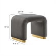 Koda Performance Velvet Waterfall Stool in Brass Storm Gray