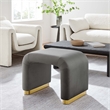 Koda Performance Velvet Waterfall Stool in Brass Storm Gray