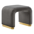 Koda Performance Velvet Waterfall Stool in Brass Storm Gray