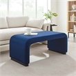 Koda Performance Velvet Waterfall Ottoman in Black Midnight Blue