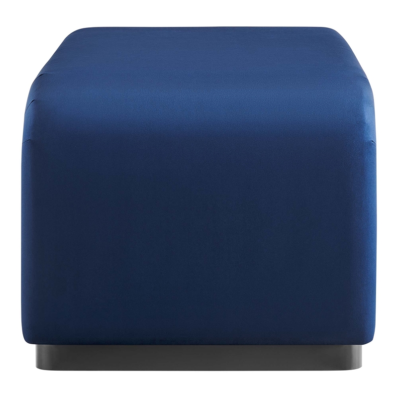 Koda Performance Velvet Waterfall Ottoman in Black Midnight Blue