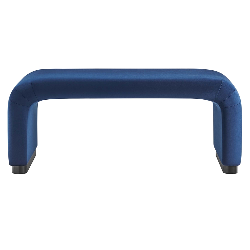 Koda Performance Velvet Waterfall Ottoman in Black Midnight Blue
