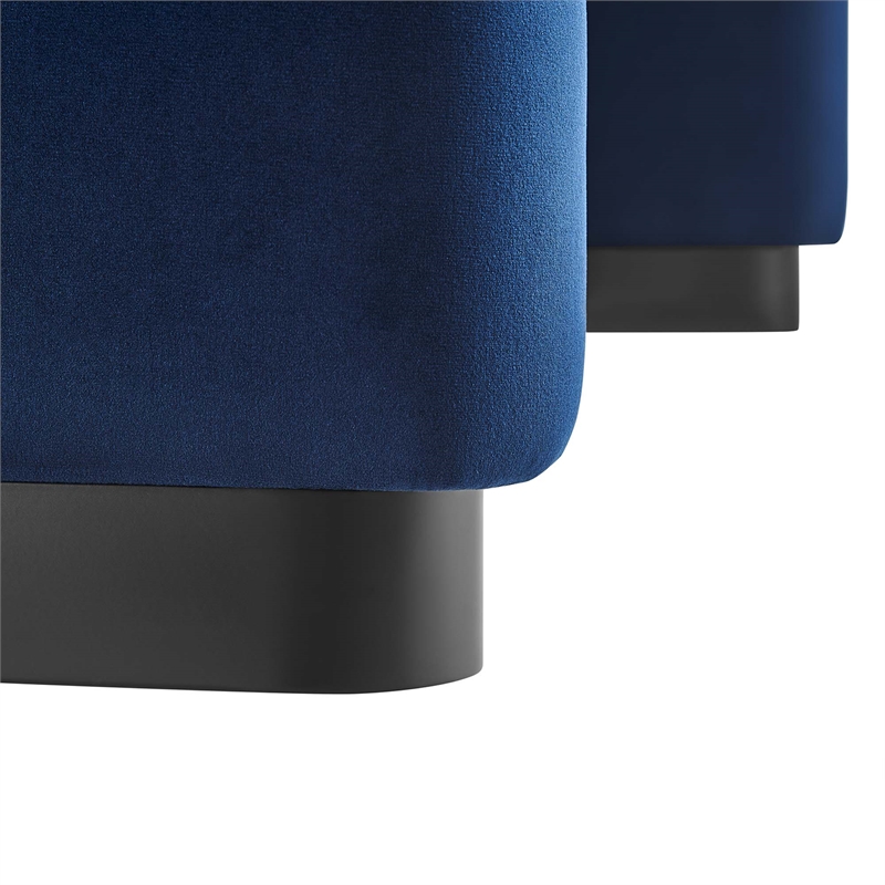 Koda Performance Velvet Waterfall Ottoman in Black Midnight Blue