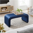 Koda Performance Velvet Waterfall Ottoman in Black Midnight Blue