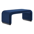 Koda Performance Velvet Waterfall Ottoman in Black Midnight Blue