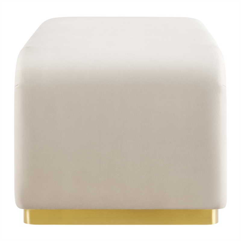 Koda Performance Velvet Waterfall Ottoman in Brass Almond
