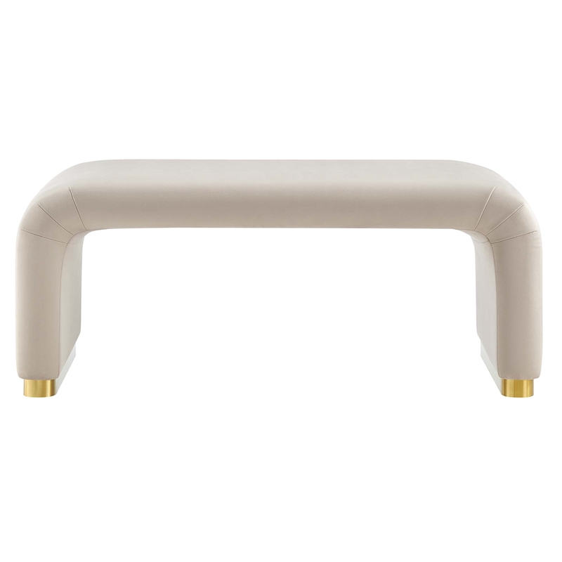 Koda Performance Velvet Waterfall Ottoman in Brass Almond