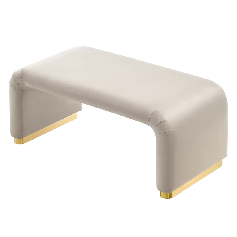 Koda Performance Velvet Waterfall Ottoman in Brass Almond