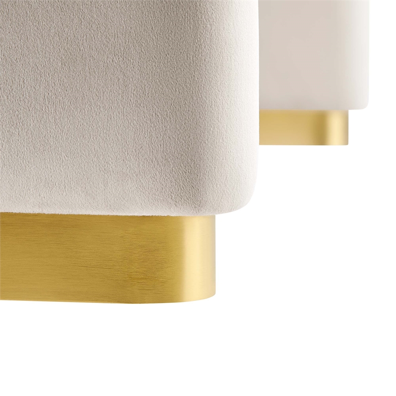 Koda Performance Velvet Waterfall Ottoman in Brass Almond