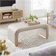 Koda Performance Velvet Waterfall Ottoman in Brass Almond