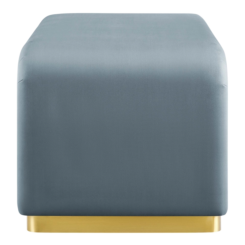 Koda Performance Velvet Waterfall Ottoman in Brass Cadet Blue