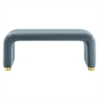 Koda Performance Velvet Waterfall Ottoman in Brass Cadet Blue