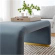 Koda Performance Velvet Waterfall Ottoman in Brass Cadet Blue