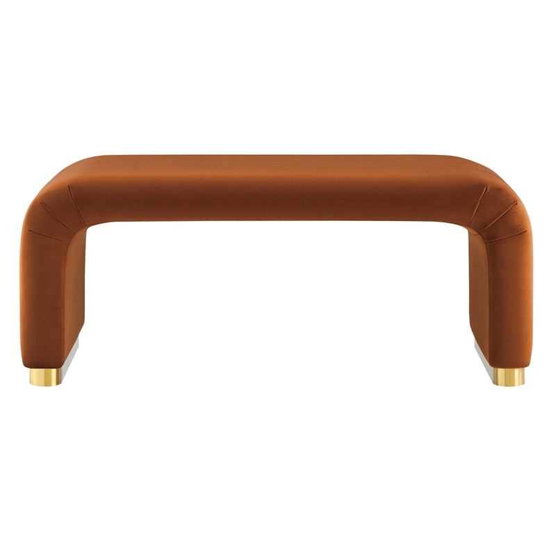 Koda Performance Velvet Waterfall Ottoman in Brass Rust