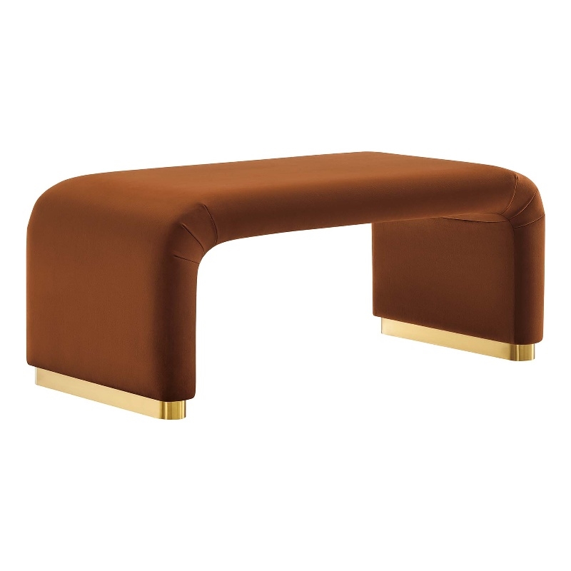 Koda Performance Velvet Waterfall Ottoman in Brass Rust