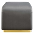 Koda Performance Velvet Waterfall Ottoman in Brass Storm Gray