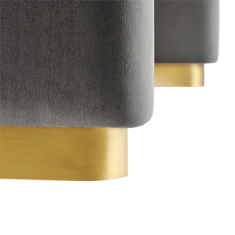Koda Performance Velvet Waterfall Ottoman in Brass Storm Gray