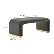 Koda Performance Velvet Waterfall Ottoman in Brass Storm Gray