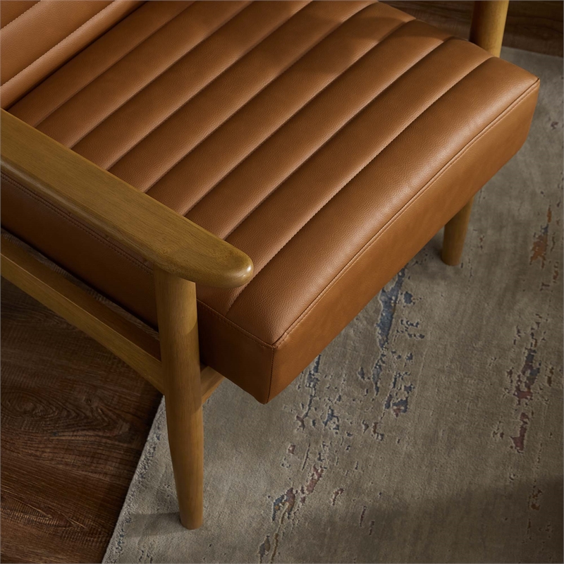 Jensen Vegan Leather Accent Chair in French Oak Tan
